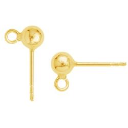 Earring with round coupling silver 925 - 24K GOLD Plated 10X4mm