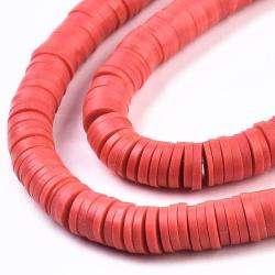 Heishi polymer clay beads for bracelets red