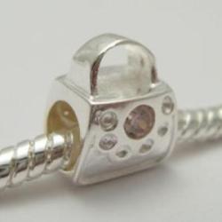 Bag bead w/SCREW Silver-rose 8*11mm
