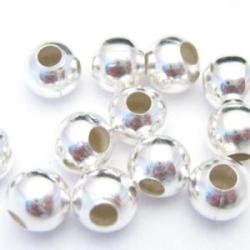  Round Metal bead Silver 4mm agujero 1,5mm