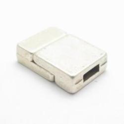 Magnetic Metal Clasp Old silver 18x13mm - cordon 6x2-2,5mm