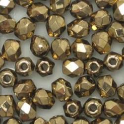 round faceted Gold bronze 3mm