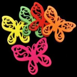 Butterfly pendant wood multicolor 49x45mm
