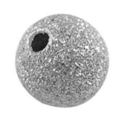  Frosted Round Metal bead Silver 8mm hilo 1,5mm