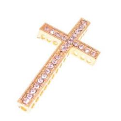Strass Cross curved golded 48x25x4mm