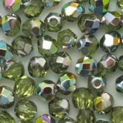 round faceted Crystal vitrail olivine 4mm