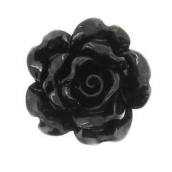 Synthetic cabochon rose jet 18mm