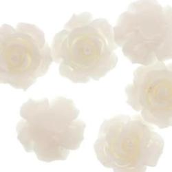 Synthetic bead-cabochon rose white 18x10mm hilo 0,9mm