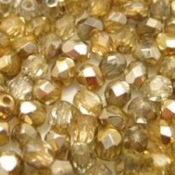round faceted Crystal Gold Effects 3mm