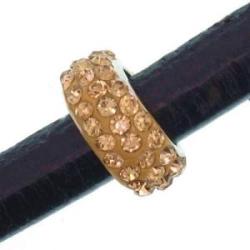 Regaliz strass bead gold hueco 10x7mm