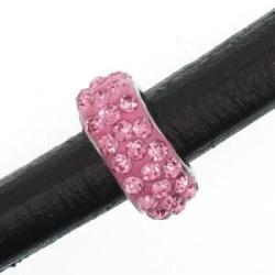 Regaliz strass bead light rose hueco 10x7mm
