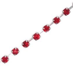 Strass chain silver-red 3mm