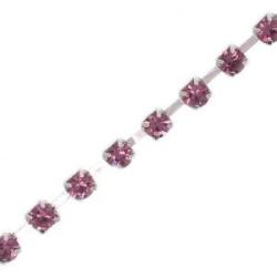 Strass chain silver-rose 3mm